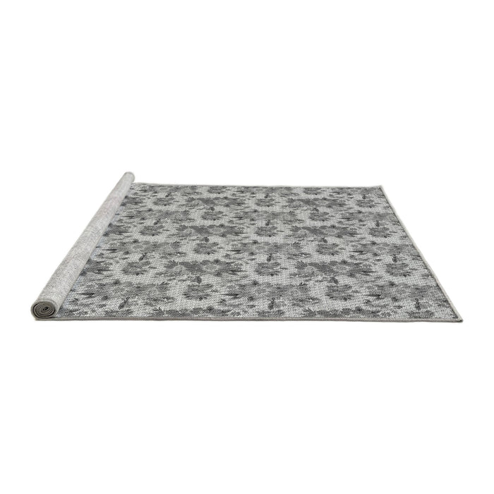 Sideview of Machine Washable Transitional Platinum Gray Rug, wshpat1247gry