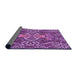 Thickness of Patterned Dark Magenta Purple Rug, pat125pur