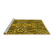 Sideview of Machine Washable Transitional Yellow Rug, wshpat125yw