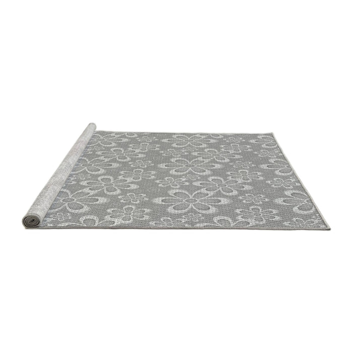 Sideview of Machine Washable Transitional Platinum Silver Gray Rug, wshpat1251gry