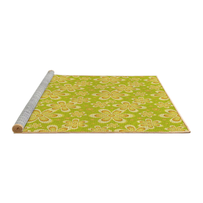 Sideview of Machine Washable Transitional Yellow Rug, wshpat1251yw