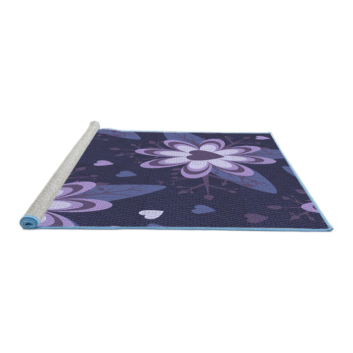 Sideview of Machine Washable Transitional Light Purple Rug, wshpat1254blu