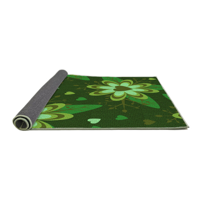 Thickness of Patterned Dark Forest Green Rug, pat1254grn