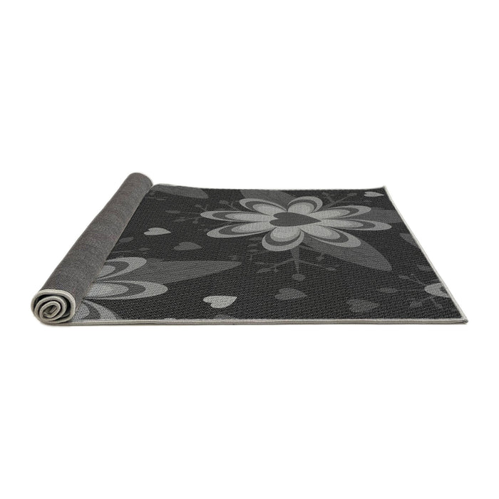 Thickness of Patterned Charcoal Black Rug, pat1254gry