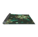 Thickness of Patterned Dark Forest Green Rug, pat1254lblu