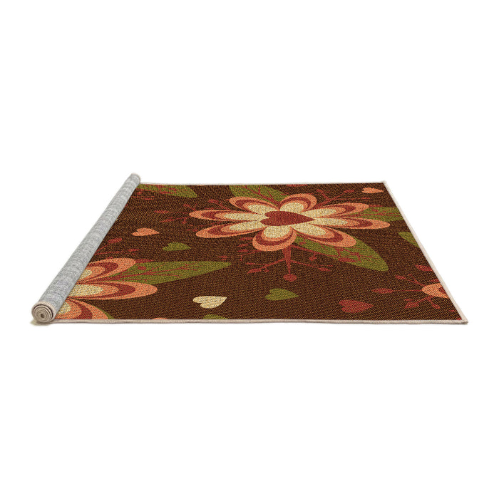 Sideview of Machine Washable Transitional Saffron Red Rug, wshpat1254org