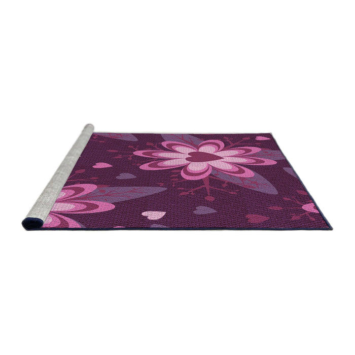 Sideview of Machine Washable Transitional Orchid Purple Rug, wshpat1254pur