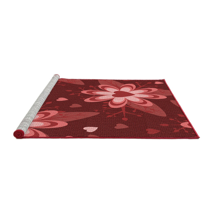 Sideview of Machine Washable Transitional Red Rug, wshpat1254rd