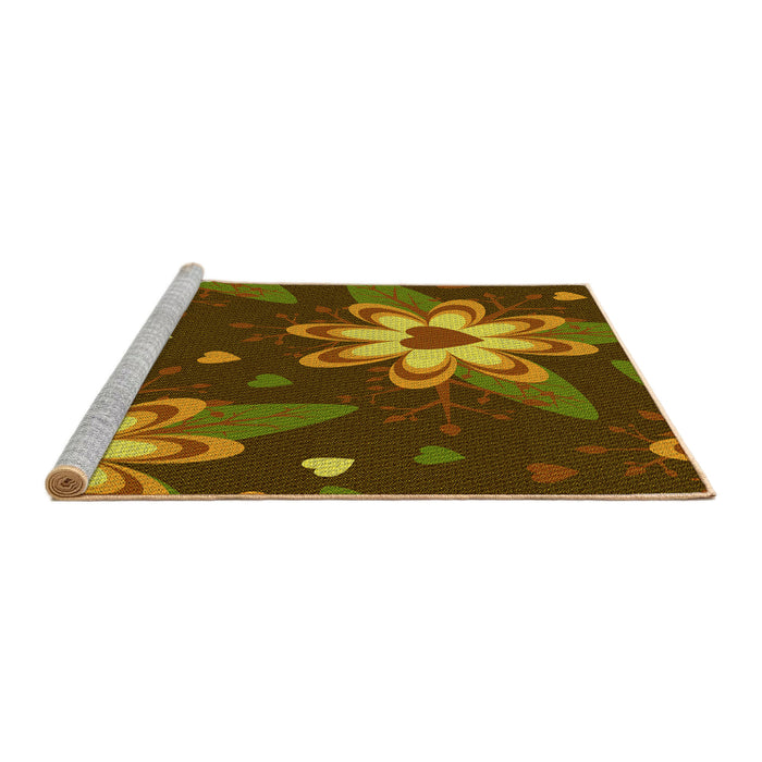 Sideview of Machine Washable Transitional Red Brown Rug, wshpat1254yw