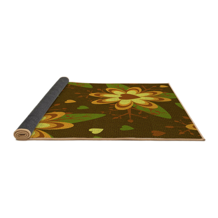 Thickness of Patterned Red Brown Rug, pat1254yw