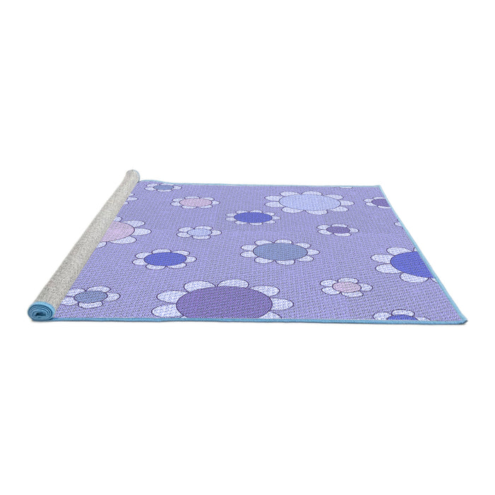 Sideview of Machine Washable Transitional Medium Slate Blue Rug, wshpat1256blu