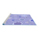 Sideview of Machine Washable Transitional Medium Slate Blue Rug, wshpat1256blu