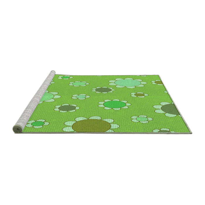 Sideview of Machine Washable Transitional Emerald Green Rug, wshpat1256grn