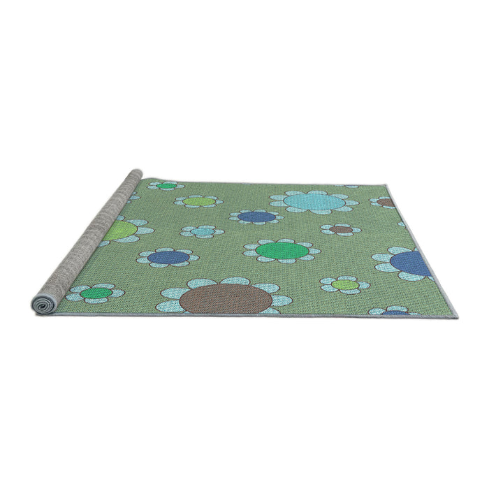 Sideview of Machine Washable Transitional Blue Green Rug, wshpat1256lblu