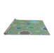 Sideview of Machine Washable Transitional Blue Green Rug, wshpat1256lblu