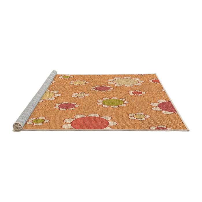 Sideview of Machine Washable Transitional Yellow Orange Rug, wshpat1256org