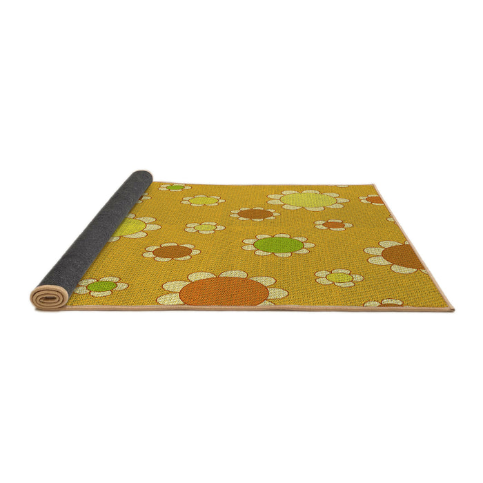 Thickness of Patterned Bright Gold Yellow Rug, pat1256yw