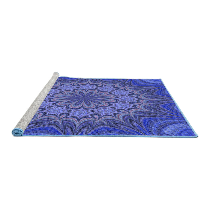 Sideview of Machine Washable Transitional Light Slate Blue Rug, wshpat1257blu