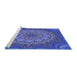 Sideview of Machine Washable Transitional Light Slate Blue Rug, wshpat1257blu