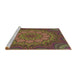 Sideview of Machine Washable Transitional Brown Red Rug, wshpat1257brn
