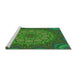 Sideview of Machine Washable Transitional Lime Green Rug, wshpat1257grn