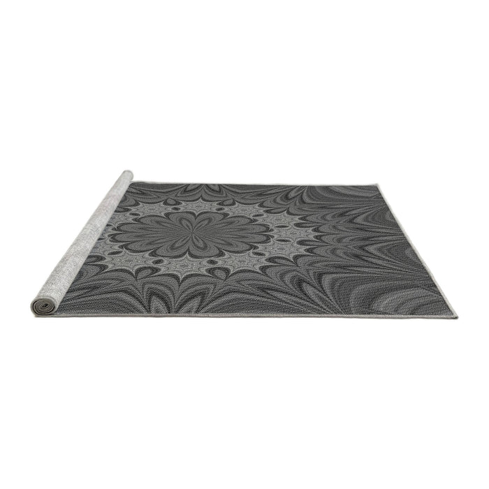 Sideview of Machine Washable Transitional Gray Rug, wshpat1257gry
