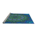 Sideview of Machine Washable Transitional Blue Rug, wshpat1257lblu