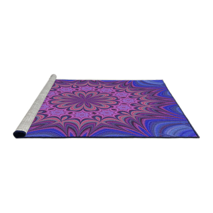 Sideview of Machine Washable Transitional ly Purple Rug, wshpat1257pur
