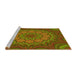 Sideview of Machine Washable Transitional Dark Yellow Green Rug, wshpat1257yw
