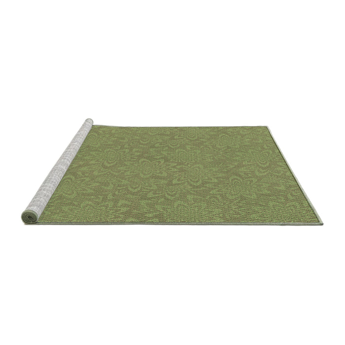 Sideview of Machine Washable Transitional Salad Green Rug, wshpat1258grn