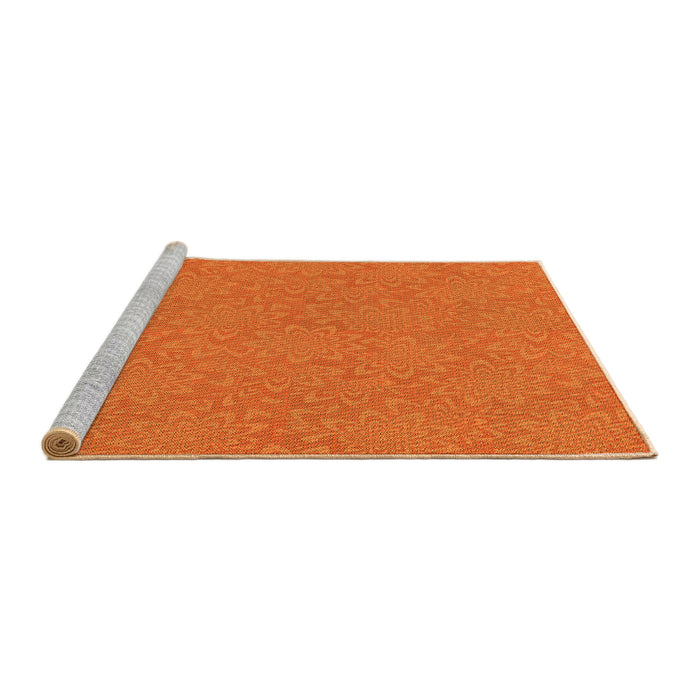 Sideview of Machine Washable Transitional Neon Orange Rug, wshpat1258yw