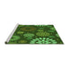 Sideview of Machine Washable Transitional Dark Forest Green Rug, wshpat1259grn