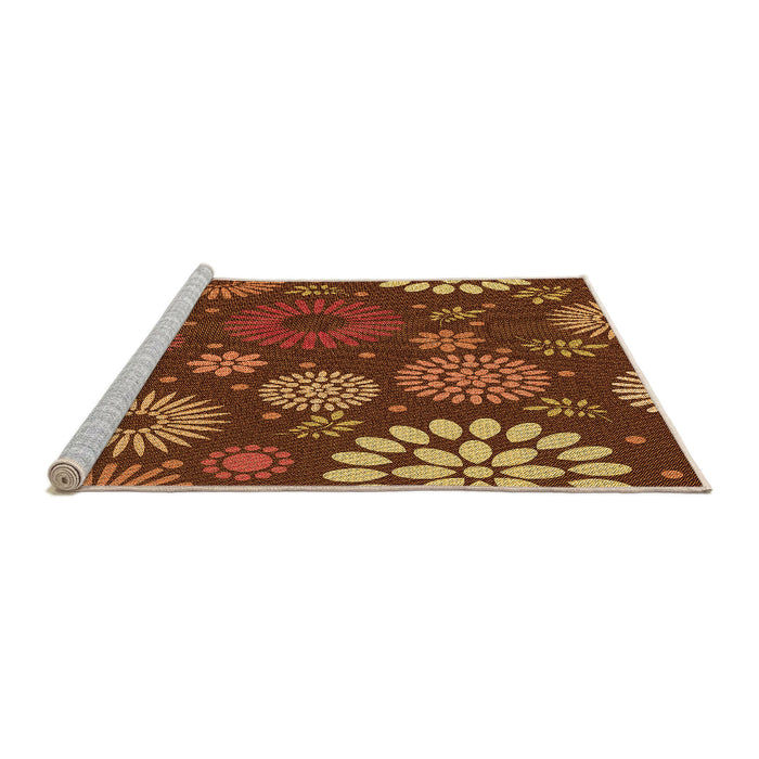 Sideview of Machine Washable Transitional Orange Rug, wshpat1259org