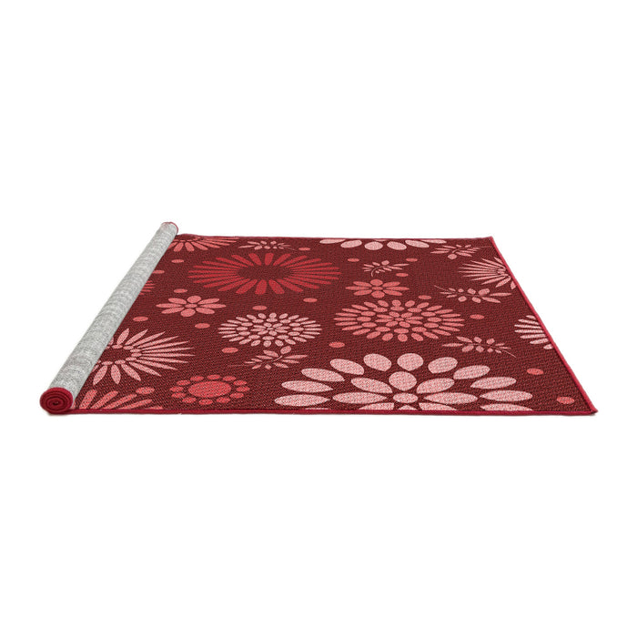 Sideview of Machine Washable Transitional Red Rug, wshpat1259rd