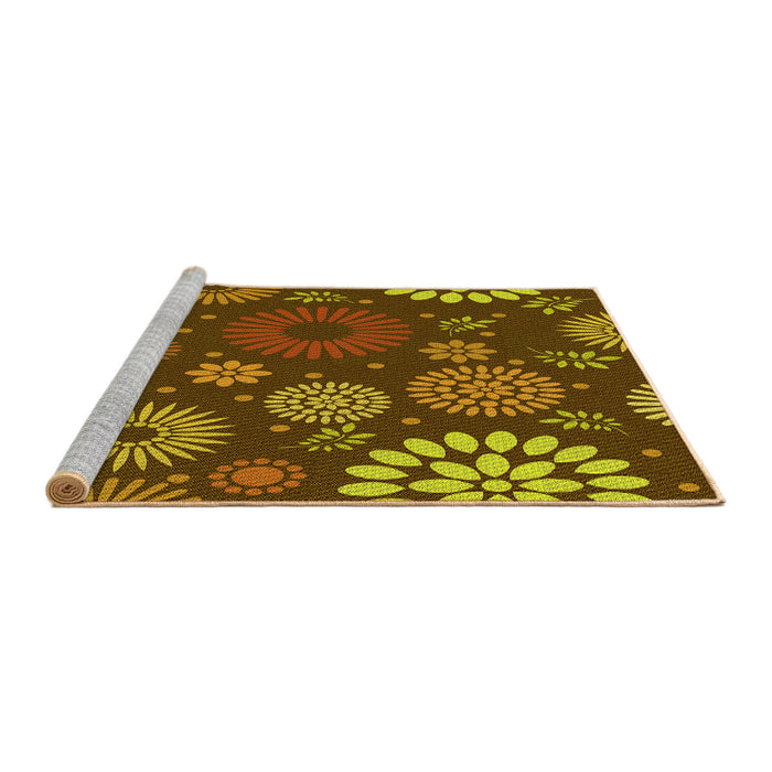 Sideview of Machine Washable Transitional Red Brown Rug, wshpat1259yw