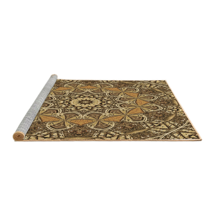 Sideview of Machine Washable Transitional Golden Gold Rug, wshpat126brn