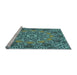 Sideview of Machine Washable Transitional Medium Turquoise Green Rug, wshpat126lblu