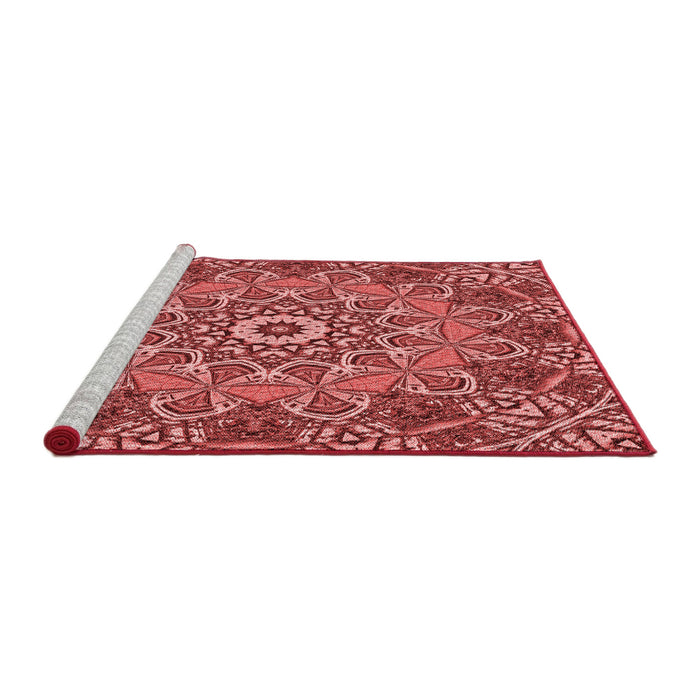 Sideview of Machine Washable Transitional Pastel Red Pink Rug, wshpat126rd