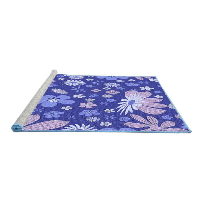 Sideview of Machine Washable Transitional Purple Mimosa Purple Rug, wshpat1260blu