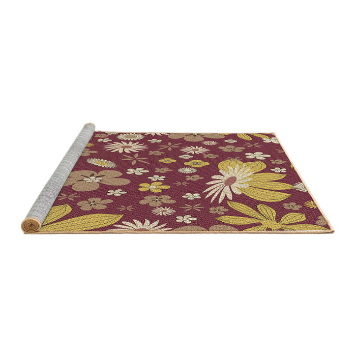 Sideview of Machine Washable Transitional Brown Sand Brown Rug, wshpat1260brn