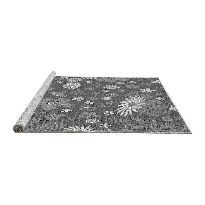 Sideview of Machine Washable Transitional Carbon Gray Rug, wshpat1260gry