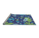 Sideview of Machine Washable Transitional Sapphire Blue Rug, wshpat1260lblu