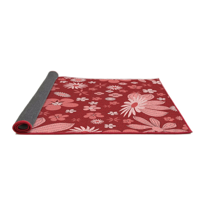 Thickness of Patterned Pastel Red Pink Rug, pat1260rd