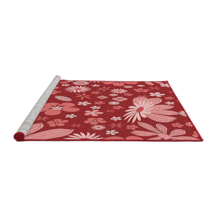Sideview of Machine Washable Transitional Pastel Red Pink Rug, wshpat1260rd