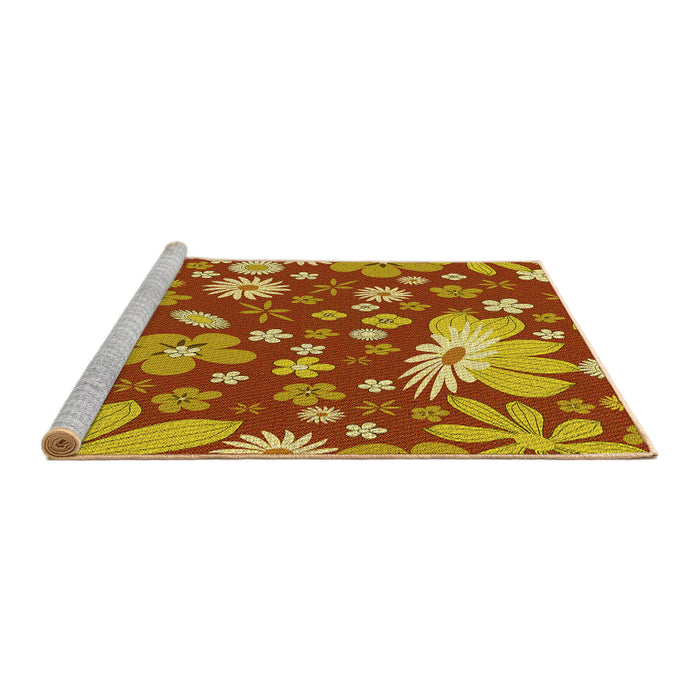 Sideview of Machine Washable Transitional Yellow Rug, wshpat1260yw