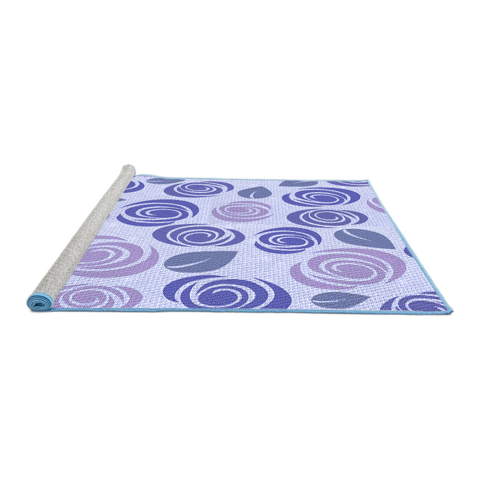 Sideview of Machine Washable Transitional Blue Rug, wshpat1261blu