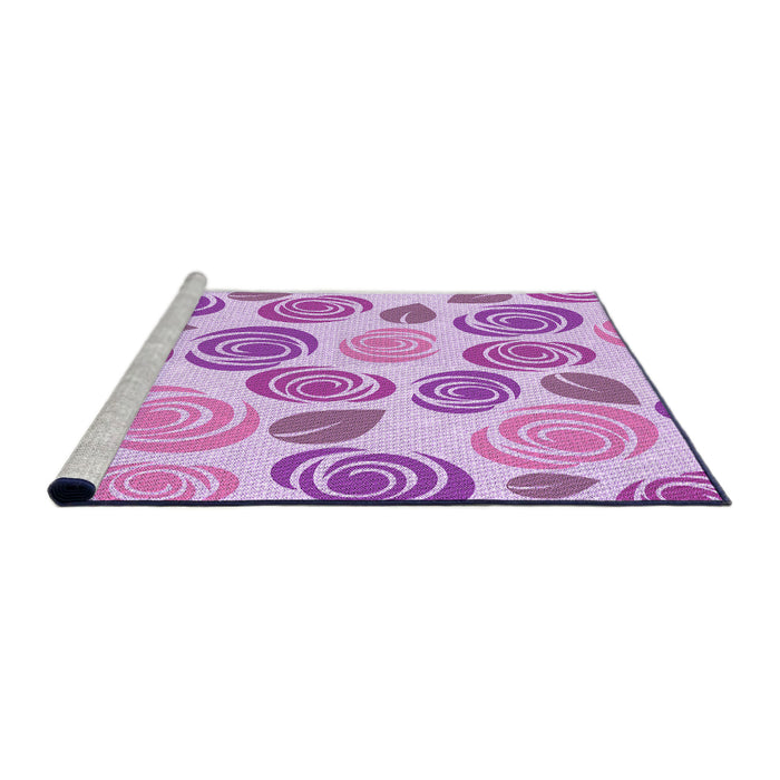 Sideview of Machine Washable Transitional Blossom Pink Rug, wshpat1261pur