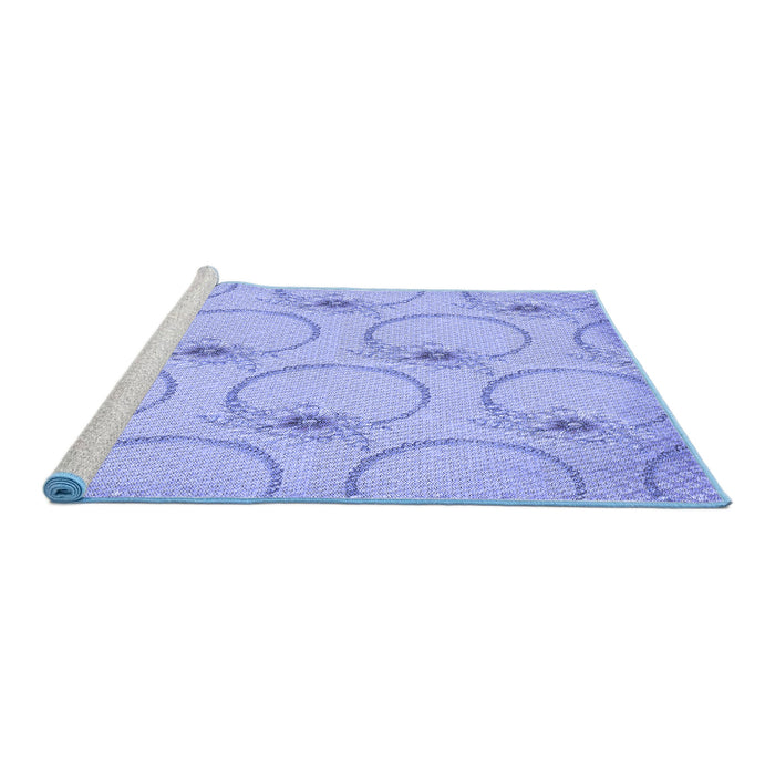 Sideview of Machine Washable Transitional Light Slate Blue Rug, wshpat1263blu