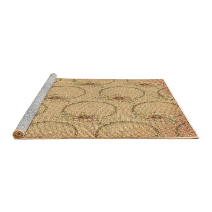 Sideview of Machine Washable Transitional Yellow Orange Rug, wshpat1263brn