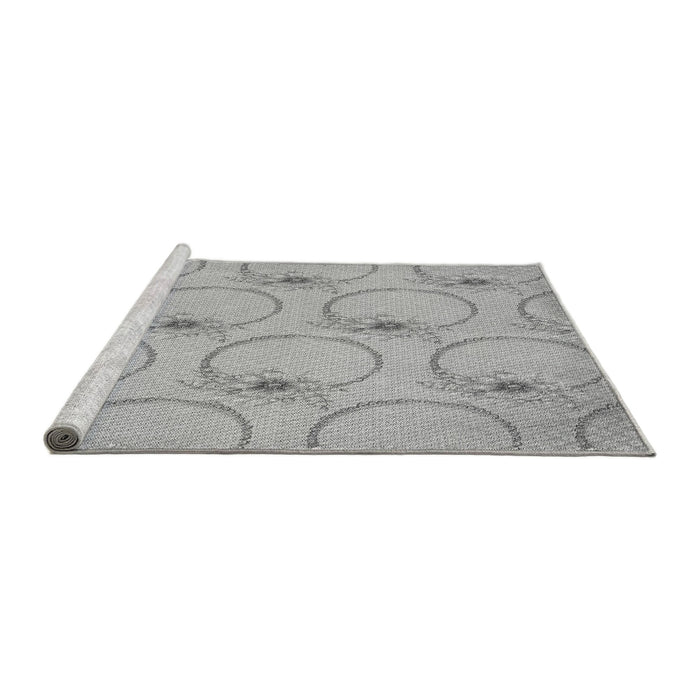 Sideview of Machine Washable Transitional Platinum Silver Gray Rug, wshpat1263gry